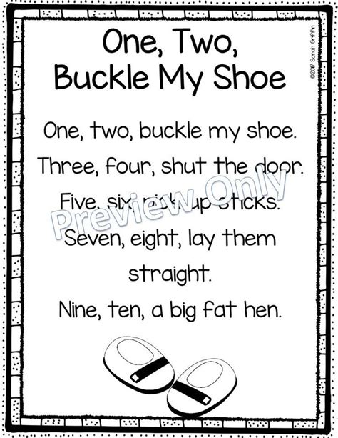 One Two Buckle My Shoe Printable